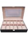 Goldedge 12 Piece Pu Croco Leather Watch Organizer Box Black Large S35