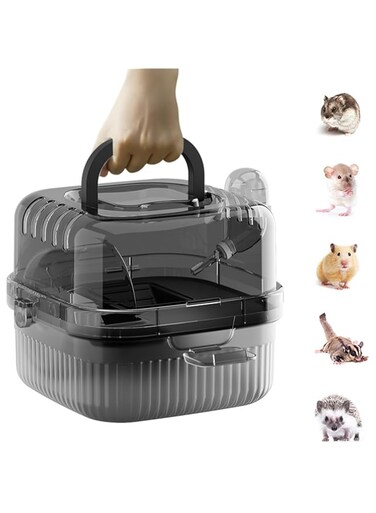 SUSOO 2-Tier Hamster Carrier with Hidden Carry Handle,Portable Small Animal Travel Cage with Water Bottle,Food Dish and Exercise Wheel,Outdoor Vacation House for Guinea Pigs,Dwarf Hamsters &amp; Toy Pet