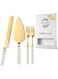 4 PCS Pearl Cake Serving Set,Wedding Cake Knife and Server Set with Forks,Cake Cutting Set with Stainless Steel Serrated Edges Pearl Handle Cake Cutting Set ,Stainless Steel PieCutter Pizza Spatula, Wedding/Birthday/Anniversary Bridal Gift, Engagement Gift for Couples (Gold)