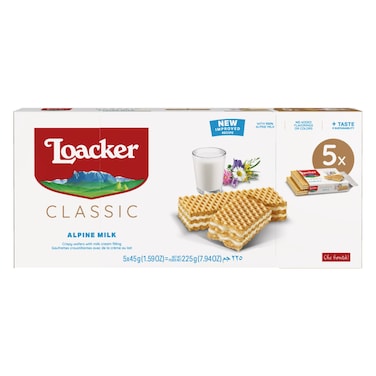 Loacker Classic Alpine Milk Wafers, 45g Pack of 5
