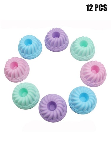 Cake Cups, Pumpkin Shape Silicone Baking Cake Moulds, Nonstick Cupcake Liners, Bpa Free Fancy Dessert Tray Jelly and Muffin Cups, 12Pack (Size: 6.3x2.54x4CM)