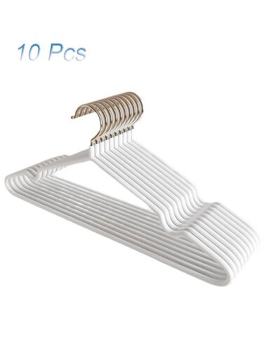 10 Pcs Non-Slip Plastic Clothes Hangers - Dip Molded Finish, No Slip No Mark, Space Saving for Wardrobe, Shirts, Dresses &amp; Abayas