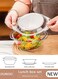 Clear Round Glass Casserole Dish, Glass Casseroles with Lid, Glass Bowls Bakeware Dish Microwave Safe, Durable Borosilicate Glass Bakeware Bowl for Breakfast Rice Salad Fruit Yogurt
