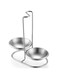 Excefore Standing Spoon Rest with Double Trays, Stainless Steel Upright Spoon Holder, Double Ladles Holder Utensil Stand for Stovetop Counter Utensil Organization