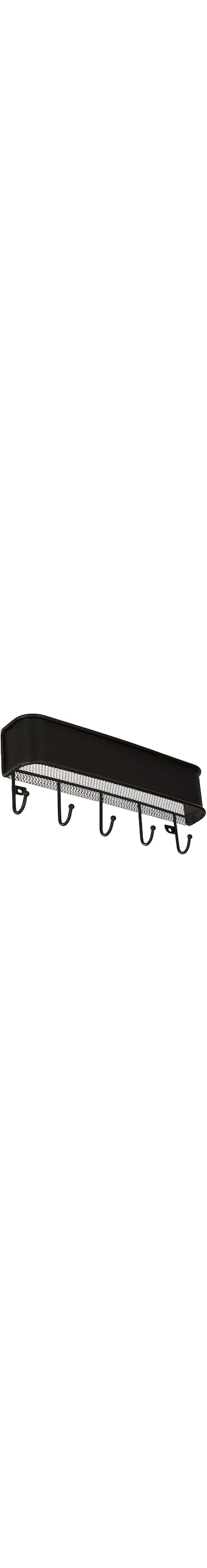 Idesign Wall Mounted Letter Rack, Plastic And Metal Key Holder With 5 Hooks, Elegant Functional Rack Organiser For Wall, Black