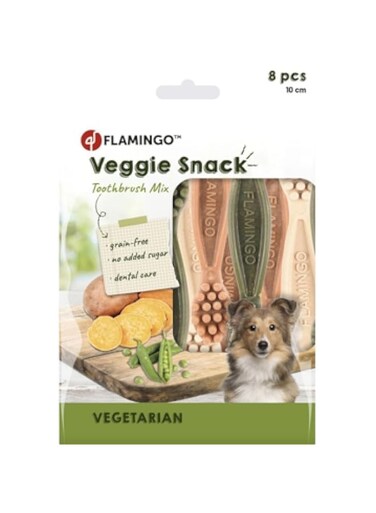 Flamingo Veggie Adult Toothbrush Dog Treat 10CM