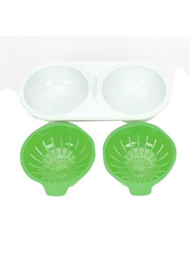 Microwave Oven Egg Poacher With Lid Green