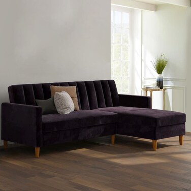 Karnak Klippan 3-Seater L-Shape Velvet Sofa - Dark Liver