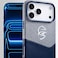 F3 iPhone 17 Pro Max Leather Case &ndash; BUVU Fazaa Hard Slim Cover Blue/Grey