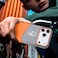 F3 iPhone 17 Pro Max Leather Case &ndash; Durable Slim Hard Cover Grey/Orange