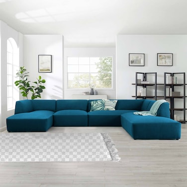 Karnak Astorn 4-Seater U-Shape Velvet Sofa - Lapis Lazuli