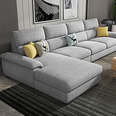 Karnak Chester 4-Seater Linen L-Shape Corner Sofa - Grey