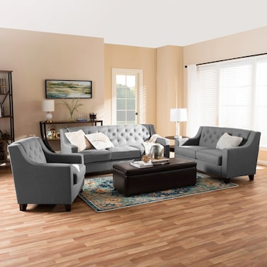 Karnak Chestil Hill Premium Polyester Sofa - Grey, Two Seater