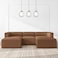 Karnak Aron 5-Seater Faux Leather U-Shape Sofa - Brown - Mud Brown