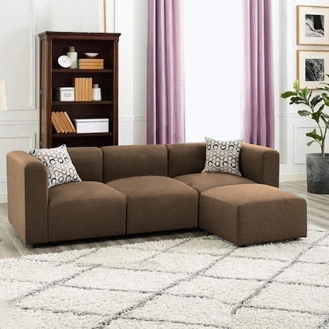 Karnak Coby 3-Seater Polyester L-Shape Sofa - Black