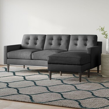 Karnak Boskone 3-Seater L-Shape Linen Sofa - Grey
