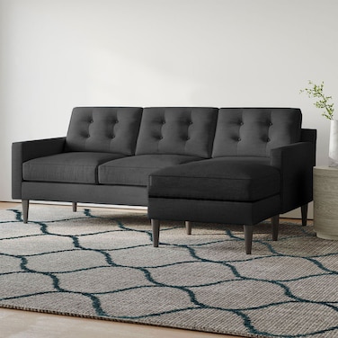 Karnak Boskone 3-Seater L-Shape Linen Sofa - Black