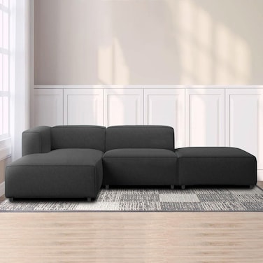 Karnak Boneblack 3-Seater Polyester L-Shape Sofa - Grey