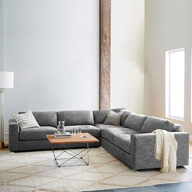 Karnak Aliana 5-Seater Linen L-Shape Sofa - Grey