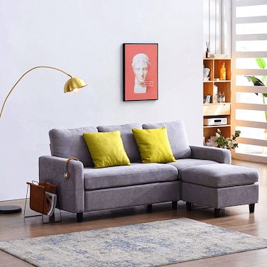 Karnak Bobkona 4-Seater Polyester L-Shape Sofa - Light Grey