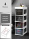 4-Layer Narrow Storage Cabinet with Drawers Wheels -Waterproof Drawer Cart Bathroom Storage Cabinet Box Plastic Transparent Bathroom Storage Containers for Small Spaces,Toilet, Kitchen,Bedroom,Office Laundry Living Room