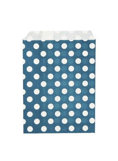 7 x 5 Inch Cookie Bags, 100 Paper Treat Bags - Use As Party Favors Or Candy Bags, Navy Blue With Polka Dots Paper Food Bags For Baked Goods, For Buffets Or Parties