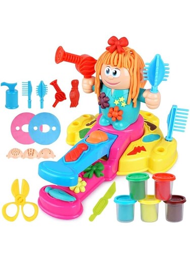 Arabest Playdough Barbershop, Crazy Cuts Dough Set Creativity DIY Hairdresser Haircut Hairstyle Pretend Play Toy Kit with Dough and Molds for Kids 20pcs