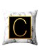 Pattern Letter C Printed Pillow Case Polyester White/Black/Gold 45x45centimeter