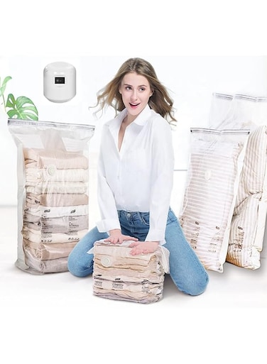 KLEANE Vacuum Storage Bags , 12 Pack Compression Space Saver Bags for Clothes, Blankets,Pillow,Toys (2 Jumo, 2 Lagre, 4 Medium, 4 Small, Electric Air Pump)