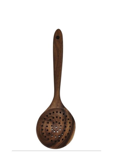 WoodenSlotted Spoon Long Handle Skimmer Teak Kitchen-29cmX8cm