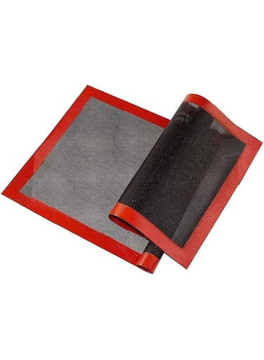 Cryfokt Baking Pan Mat, Perforated Silicone Fiberglass Mat 2 Pcs Even Heat Lightweight 30x40cm for Kitchen