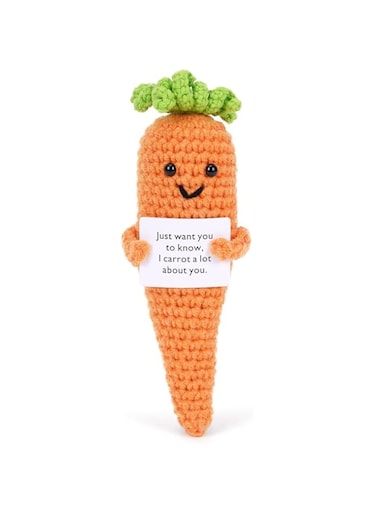 KASTWAVE Funny Knitted Positive Carrot Dolls, Funny Crochet Toys with Encouragement Card, Pocket Hug Worry Doll, Valentines Day Decorations for Bedroom Home Office (Carrot)