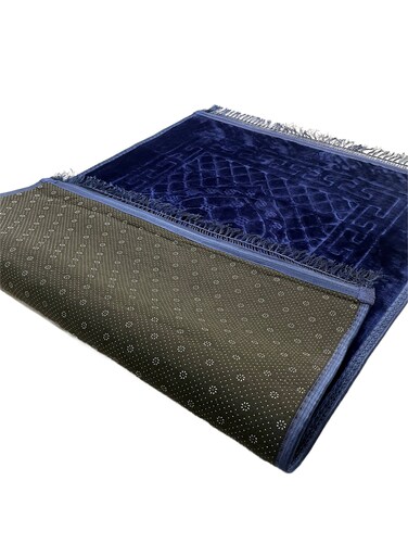 Set of 2-Prayer Mat Soft And Thick (Size-120x80cm) Islamic Prayer Rug Musallah, Color Blue