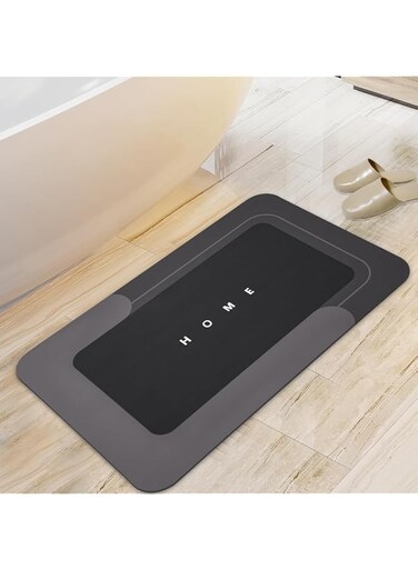 PYEBE Super Absorbent Bath Mat, Quick-Drying Bathroom Mat, Super Absorbent Living Room Floor Mat, Rubber Non-Slip Bottom, Easy to Clean Bathroom Rugs, Simple Kitchen Doormat (Dark Grey, 50x80cm)