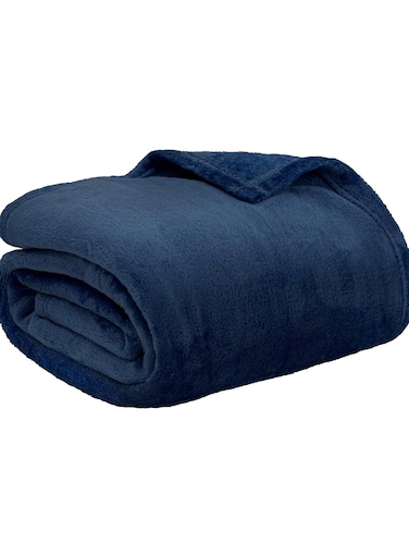 HOME&Acirc;&reg; 220 GSM Premium Plush Single Blanket for Bed, Sofa, Couch, Travel and Camping AC Blanket   150 x 220 CM   Blue   SOLID POLO BLANKET