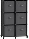 Cube Storage Organizer With Storage Boxes, Set Of 6-Cube Organizer, 6 Collapsible Non-Woven Fabric Bins, Customizable, Space-Saving, Bedroom, Ink Black And Dove Grey 30x30x30 cm