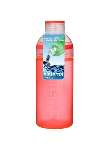 Sistema 580ML Trio Bottle, Portable with screw top Lid. Freezer, Dishwasher &amp; Microwave safe without Lid and BPA Free. Orange