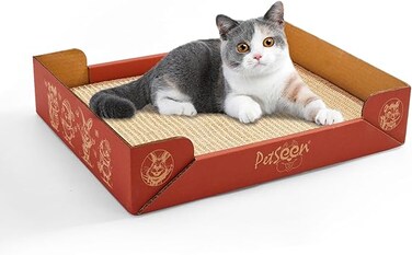 PETSEEN . Scratching Board, Corrugated Cardboard with Sisal Pad