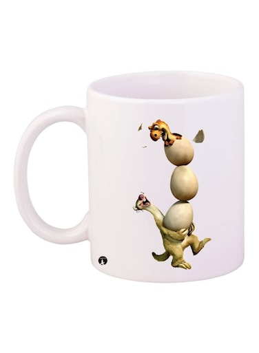 Animal Printed Coffee Mug White/Beige 11ounce