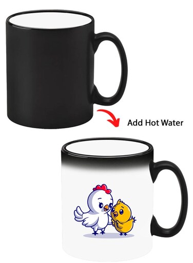 Color Changing Heat Sensitive Ceramic Mug, Image Revealed When HOT Liquid is Added! Chicken &amp; Hen