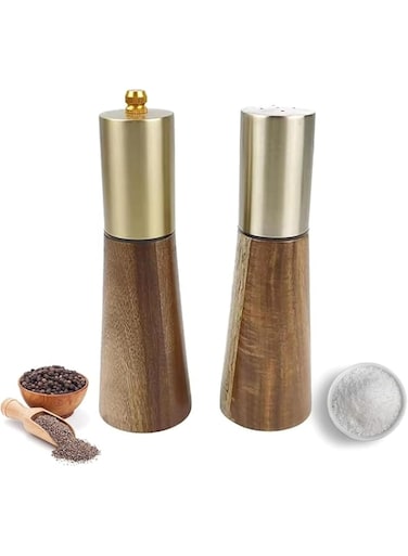 ALMEKAQUZ Salt and Pepper Shakers Set,Seasoning Jar with Lid Sealed,Stainless Steel Adjustable Thickness Spice Shaker,Refillable Hand Operation Spice Dispenser,Suit for Kitchen,Barbecue,Picnic(2PCS)