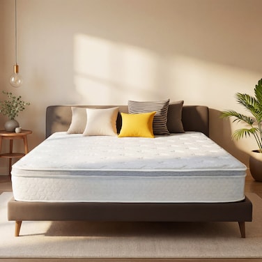 Kurlon Executive Bonnell Spring Mattress, Firm Feel, Optimal Support, Plush Top Comfort, Superior Air Circulation, Enhanced Spine Support, 5-Year Warranty, Queen Size 200x160x25 cm