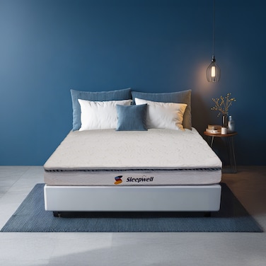 Sleepwell Executive Pocket Spring Mattress, Medium Firm, Plush Comfort, Spinal Support, Zero Partner Disturbance, Durable Foam, Premium Quality, 5-Years Warranty, Queen Size   200x160x25 cm