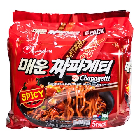 Nongshim Chapagetti Korean Black Spaghetti With Roasted Chajang Sauce 137g Pack of 5