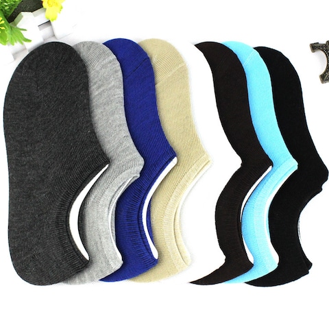 Generic-gray Spring Men Invisible Solid Color Boat Socks Invisible Breathable Socks