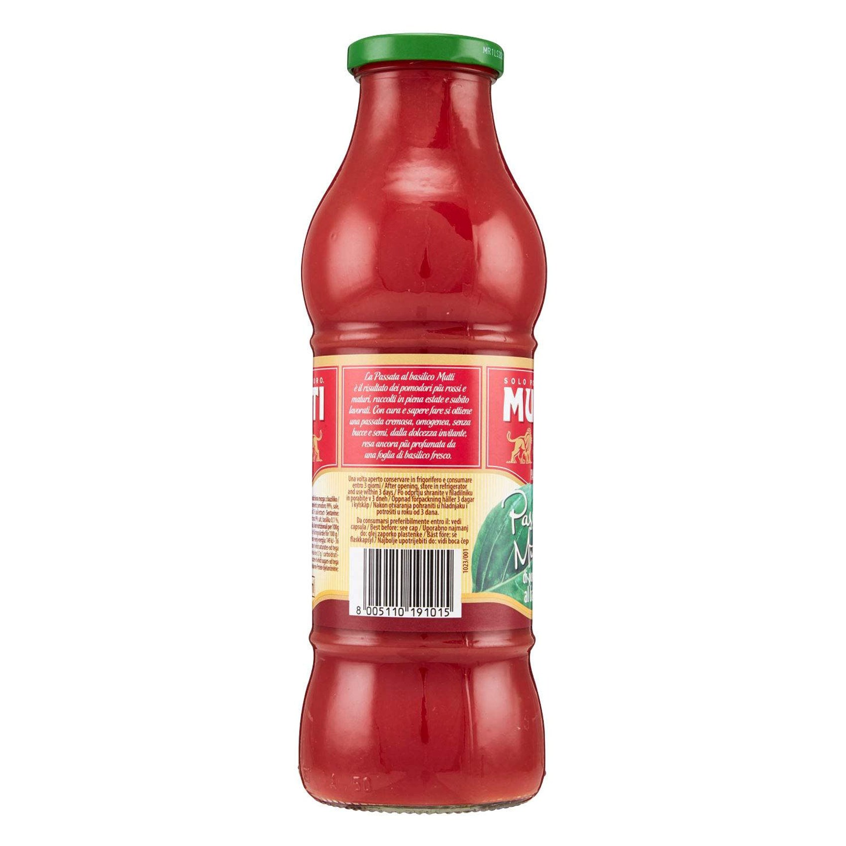 Mutti Passata Tomato Puree With Fresh Basil 400g