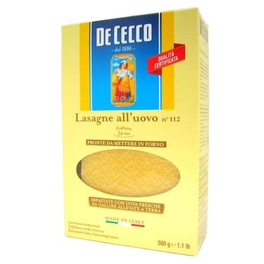 De Cecco Number 112 Lasagne Egg Pasta, 500g