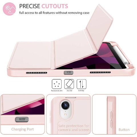 TRON Case For iPad Air 4th Generation Case 10.9 Inch 2020, Slim Stand Case for iPad Air 5th Generation 2022 Cover with Pencil Holder [Auto Sleep/Wake] - Pink