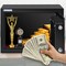 Rubik Digital Safe Box with Key and Password, A4 Document Size Safety Deposit Box For Home Office Shop RB25EA (25x35x25cm) (Black)