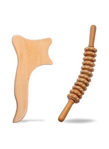2 set of  Beech curved Wood Therapy Roller Massage Tool, Lymphatic Drainage Massager, gua sha massage, Anti Cellulite Roller Tool, Wood Therapy Tools for Body Shaping